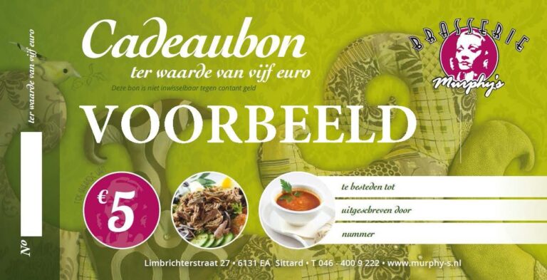 Cadeaubonnen - Brasserie Murphy's | Brasserie Restaurant | Uiteten in